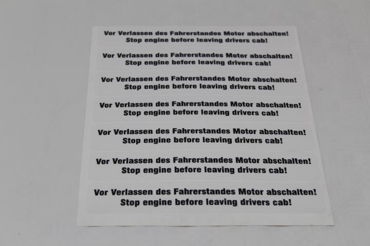 Aufkleber Motor abschalten